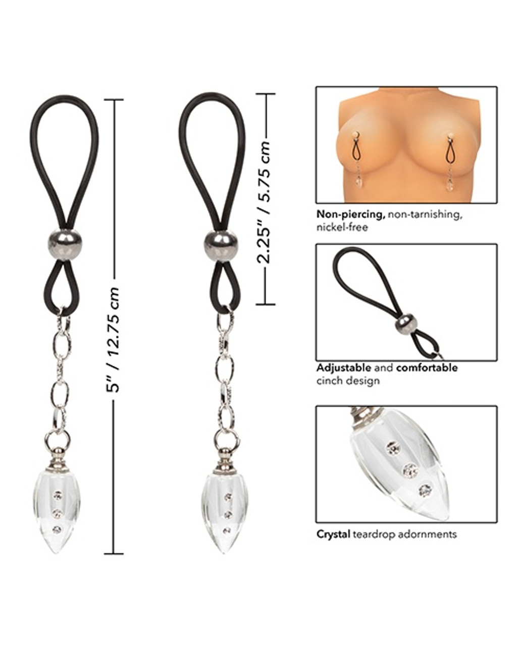 Nipple Play Non-Piercing Nipple Jewelry - Crystal Teardrop