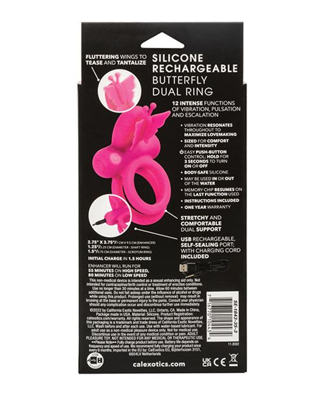 CalExotics Silicone Rechargeable Butterfly Dual Ring