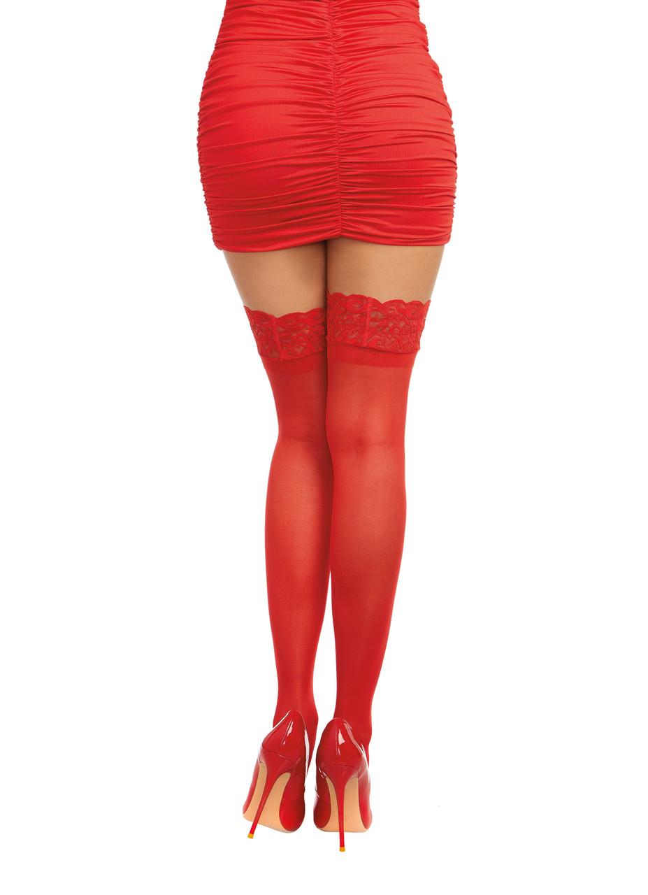 Dreamgirl Sheer Thigh Highs with Silicone Stay-Up Lace Top