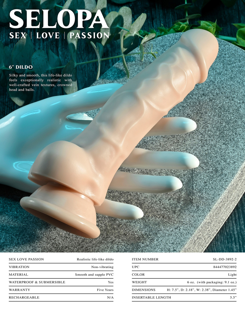 Selopa 6" Dildo - Beige Selopa 6" Dildo - Beige