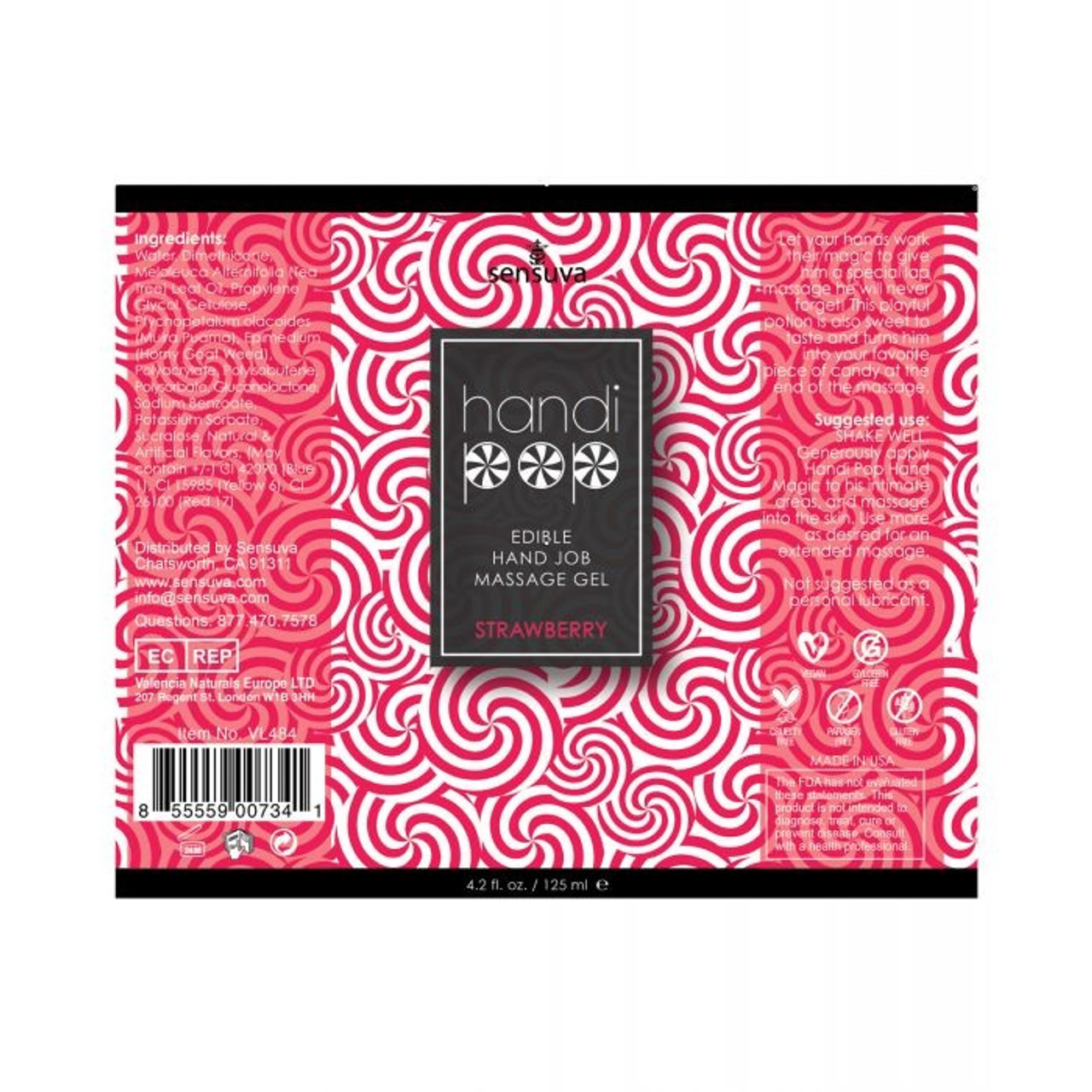 HandiPop Strawberry Edible Hand Job Massage Gel - 4.2 oz HandiPop Strawberry Edible Hand Job Massage Gel - 4.2 oz