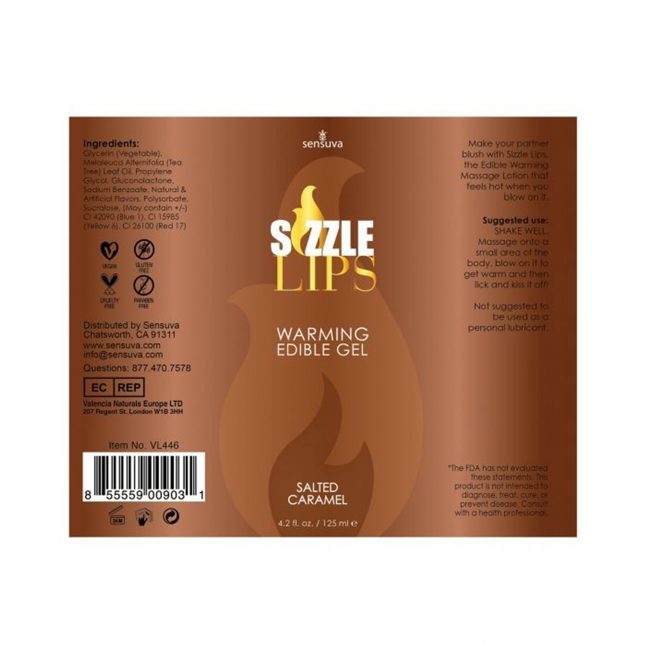 Sizzle Lips Warming Edible Gel 4.2 oz - Salted Caramel Sizzle Lips Warming Edible Gel 4.2 oz - Salted Caramel