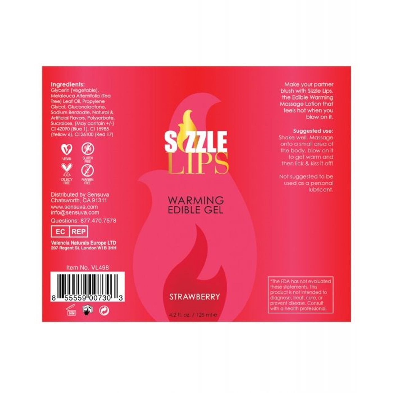 Sizzle Lips Warming Edible Gel 4.2 oz - Strawberry Sizzle Lips Warming Edible Gel 4.2 oz - Strawberry