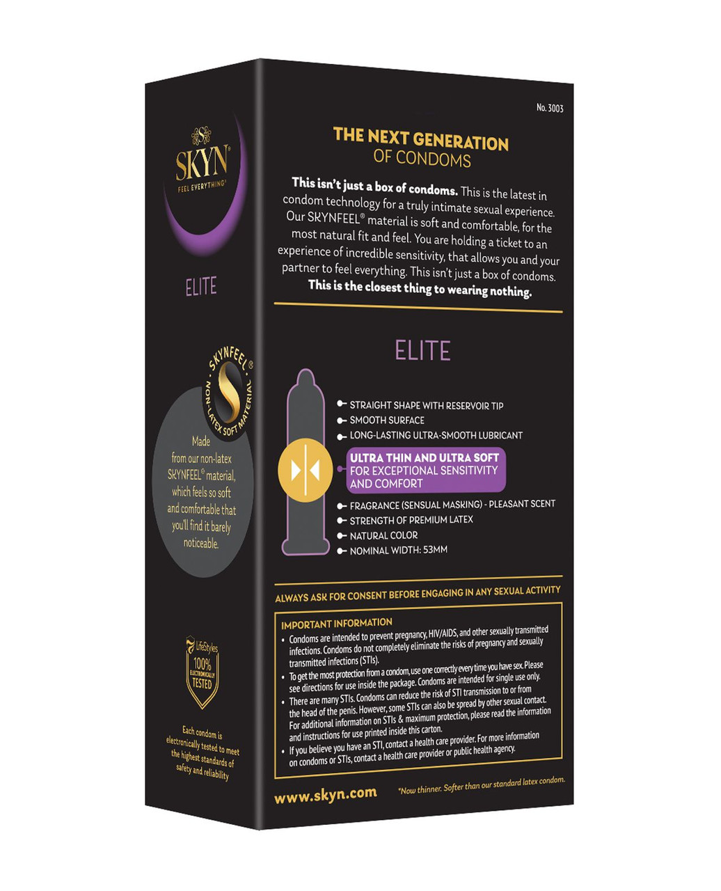 Skyn Elite Ultra Thin Non-Latex Condoms - 12pk