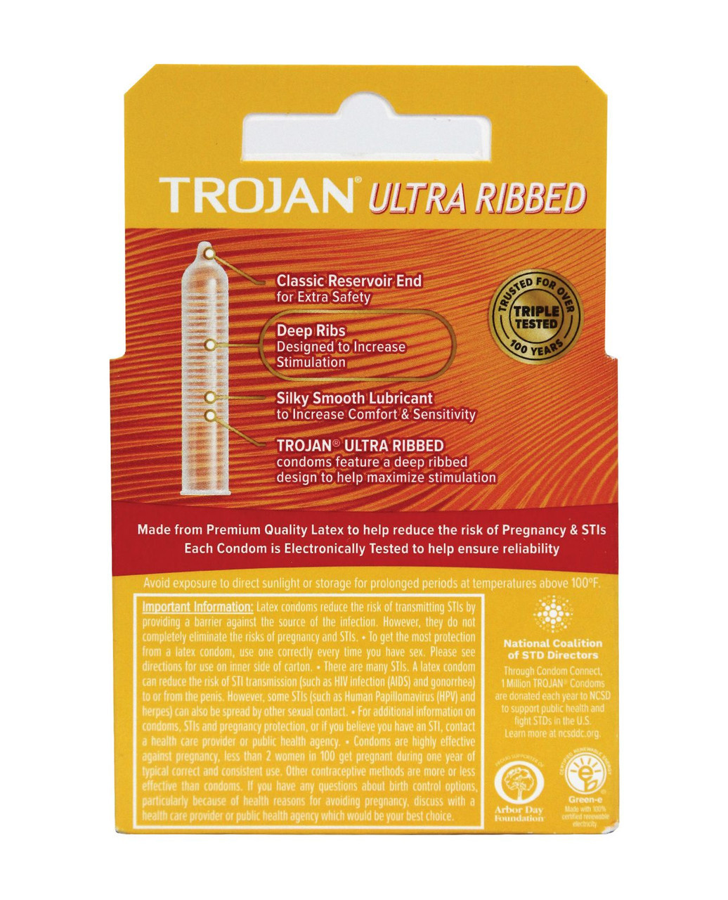 Trojan Ultra Ribbed Lubricated Condoms - 12pk