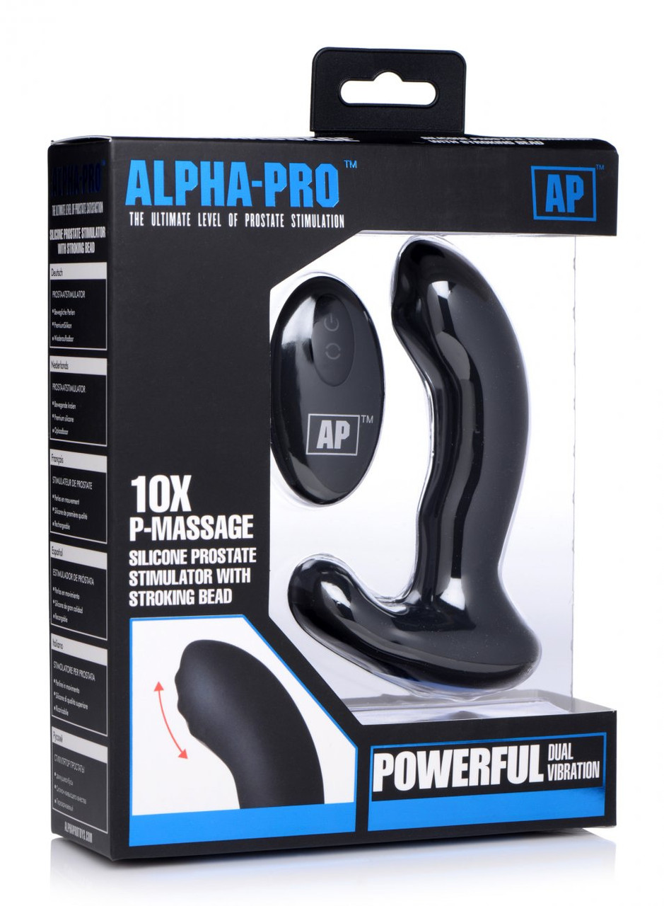 Alpha-Pro 10X P-Massage Prostate Stimulator with Stroking Bead Alpha-Pro 10X P-Massage Prostate Stimulator with Stroking Bead