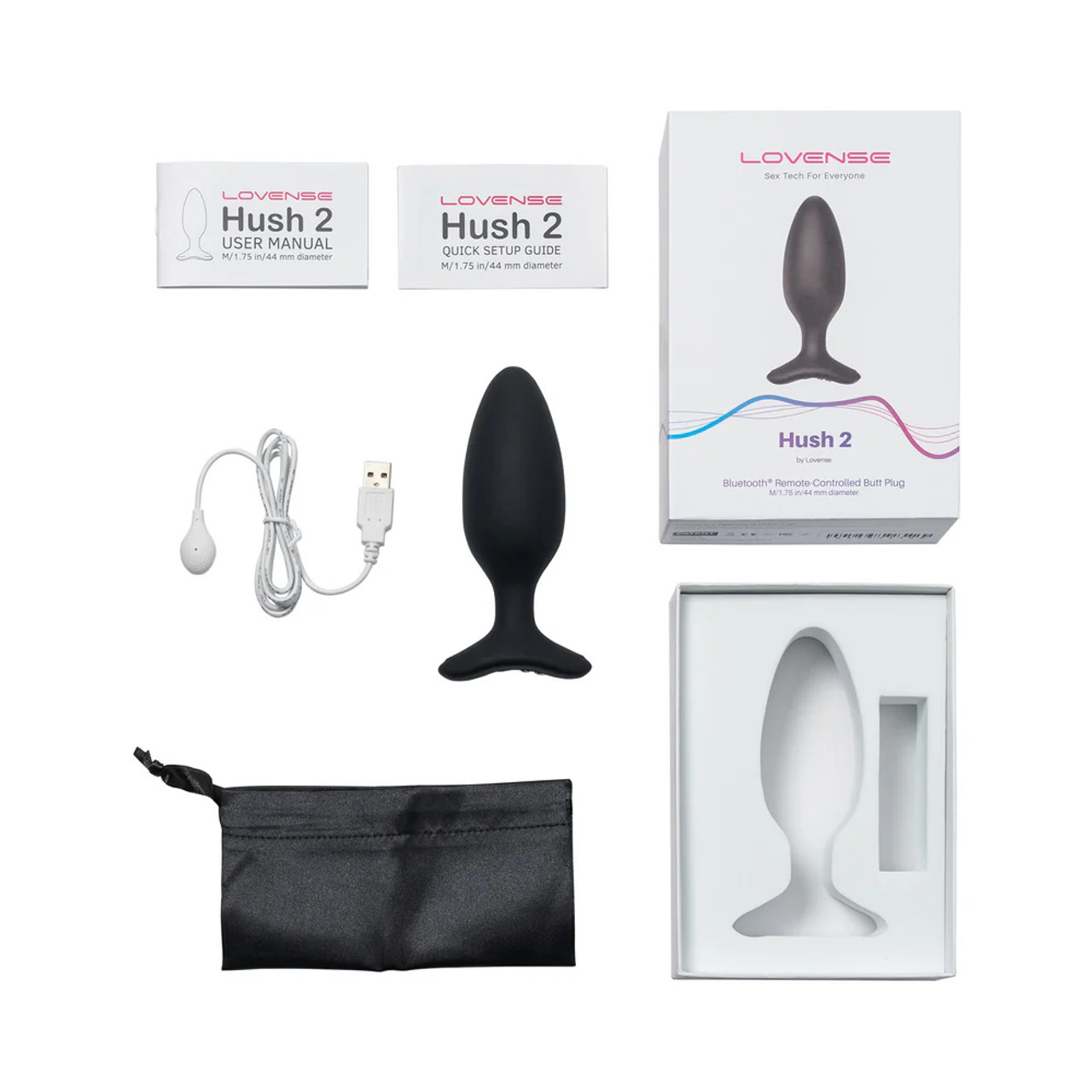 Lovense Hush 2 Bluetooth Remote-Controlled Butt Plug - 1.75"
