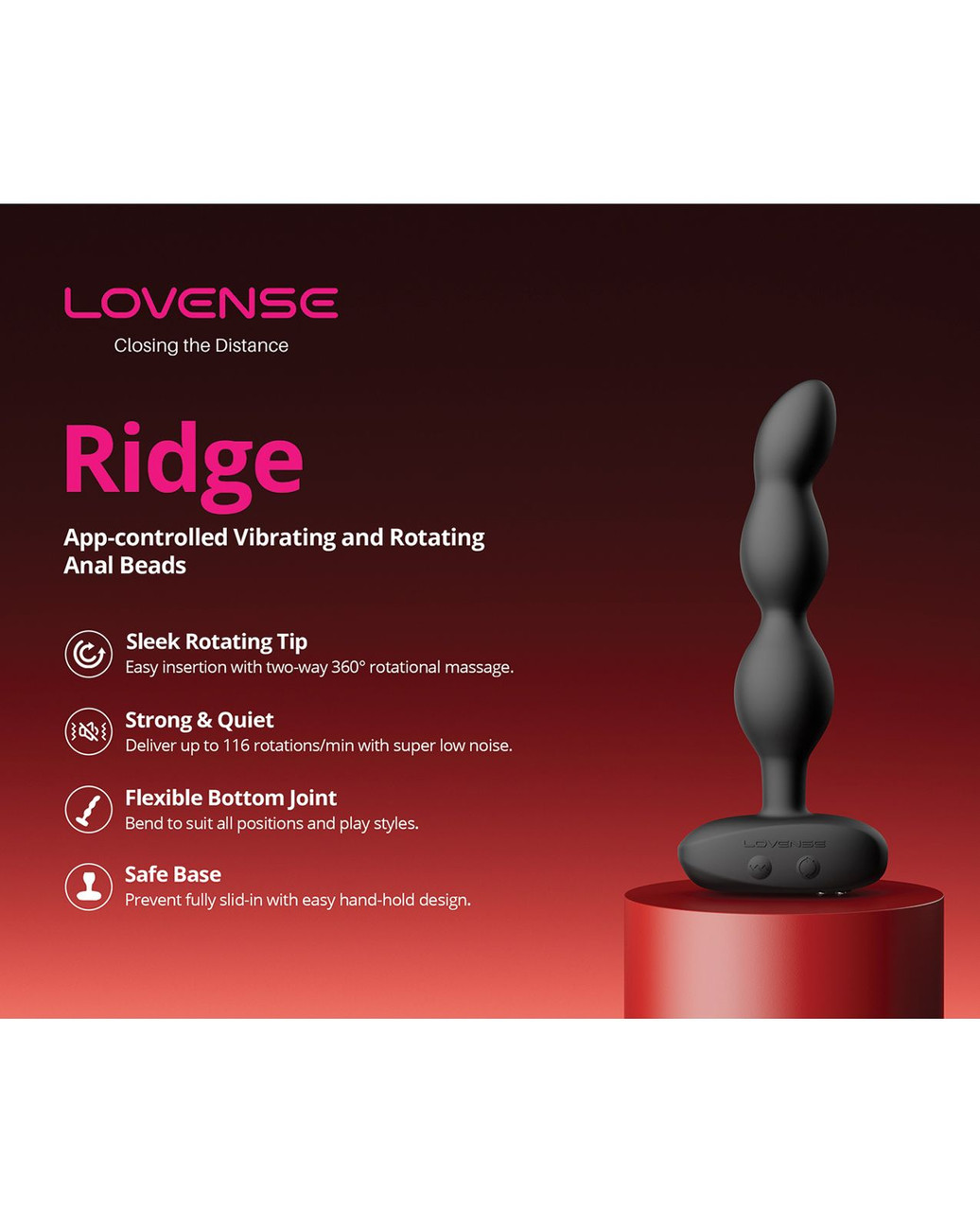 Lovense Ridge App Controlled Rotating and Vibrating Anal Beads