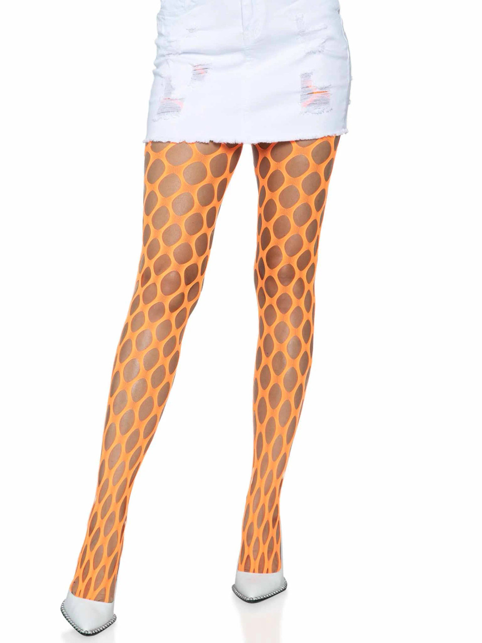 Leg Avenue Jumbo Pothole Net Tights - Orange Leg Avenue Jumbo Pothole Net Tights - Orange