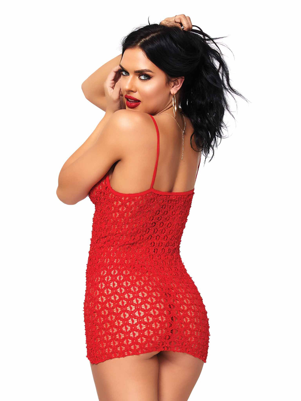 Leg Avenue 2pc Mini Dress with Lace Up Front & G-String - Red Leg Avenue 2pc Mini Dress with Lace Up Front & G-String - Red