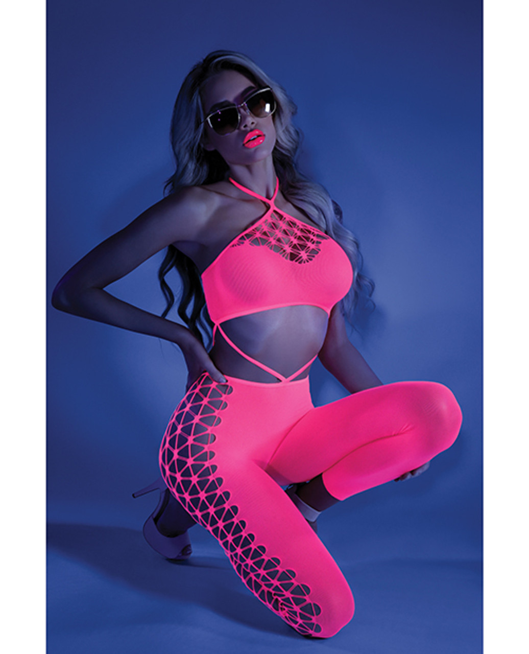 Glow Own The Night Halter Top with Attached Footless Tights