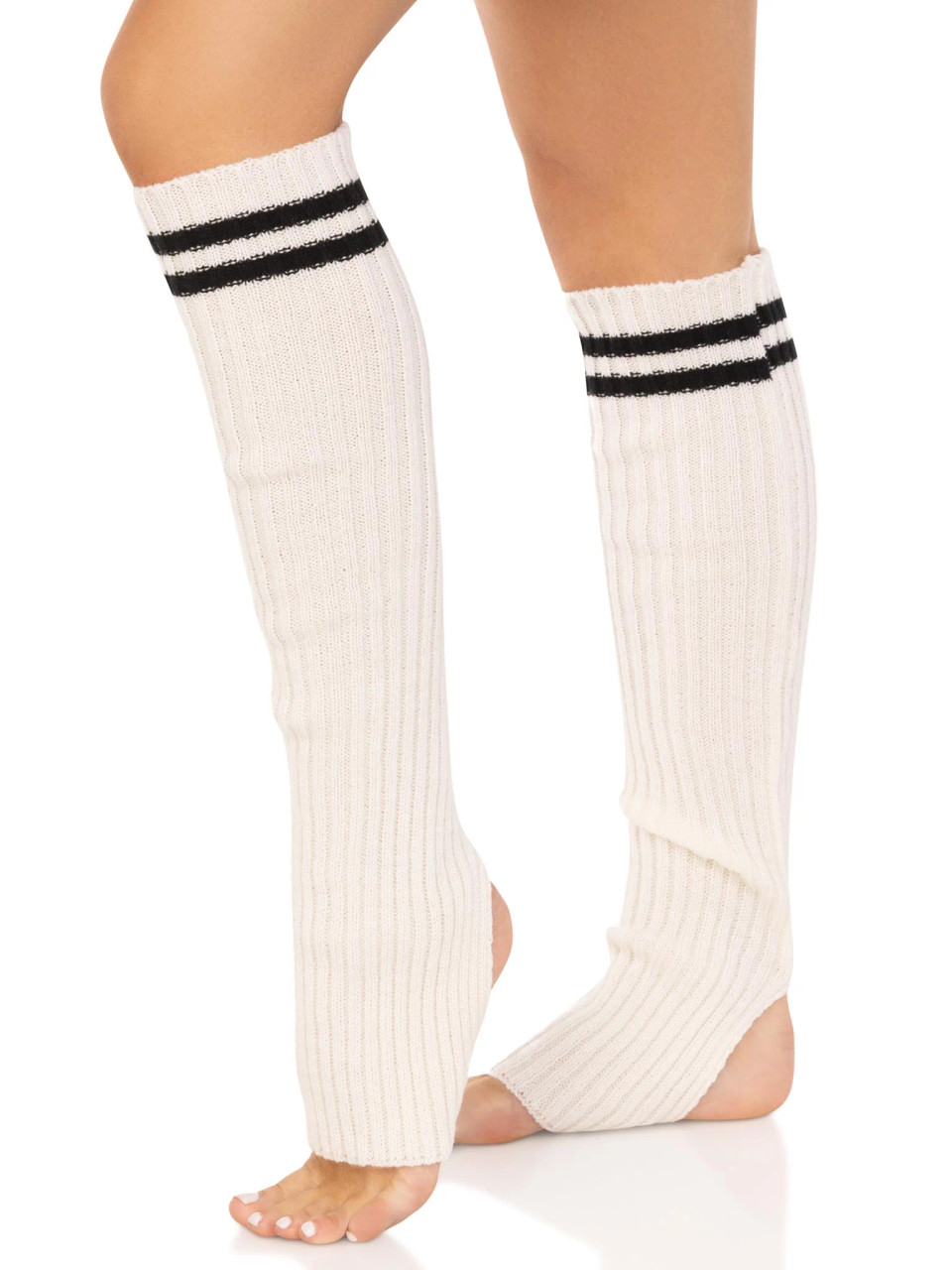 Leg Avenue Ribbed Strirrup Leg Warmers - White Leg Avenue Ribbed Strirrup Leg Warmers - White