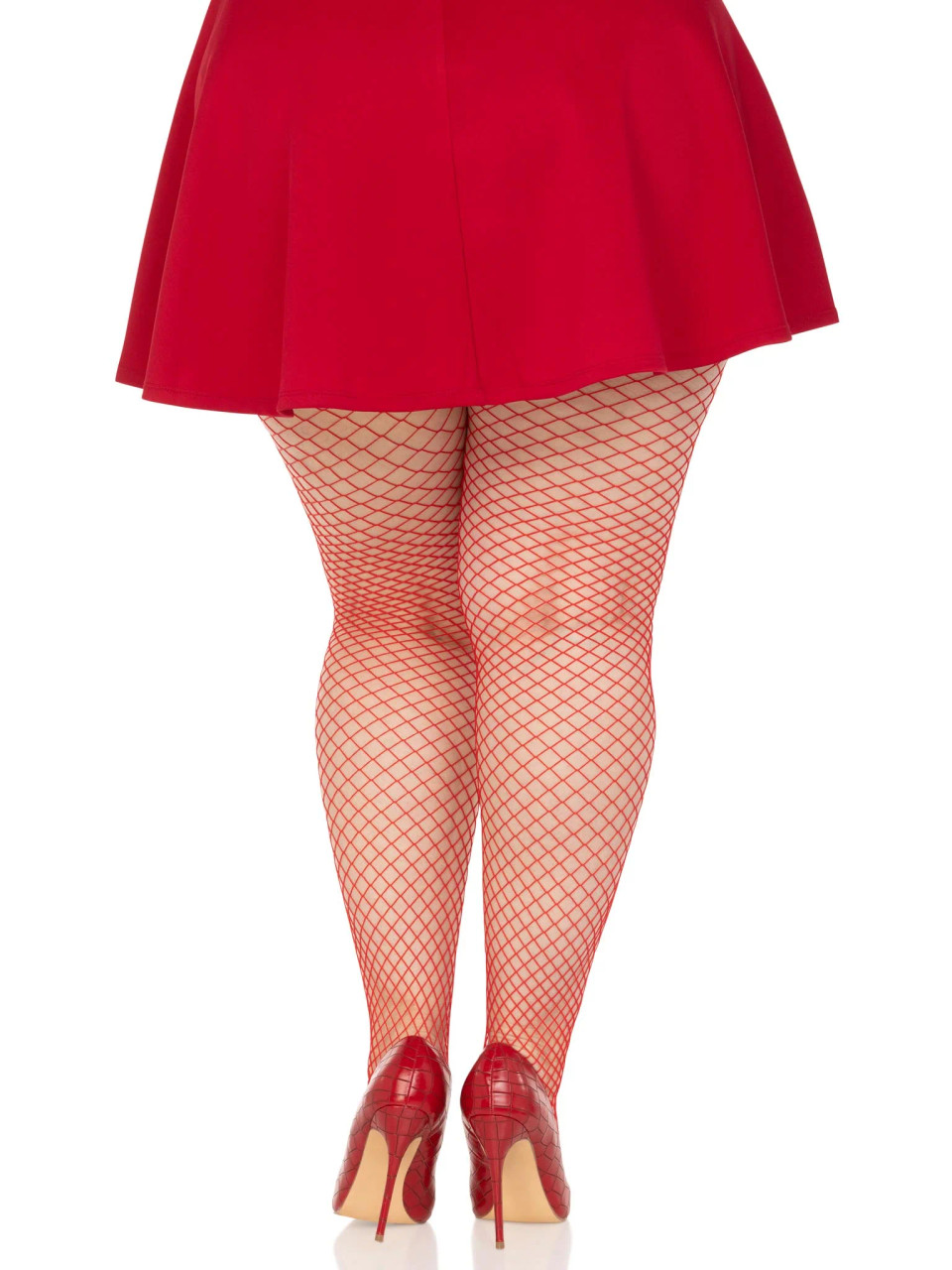 Leg Avenue Spandex Industrial Net Tights - Plus Size - Red