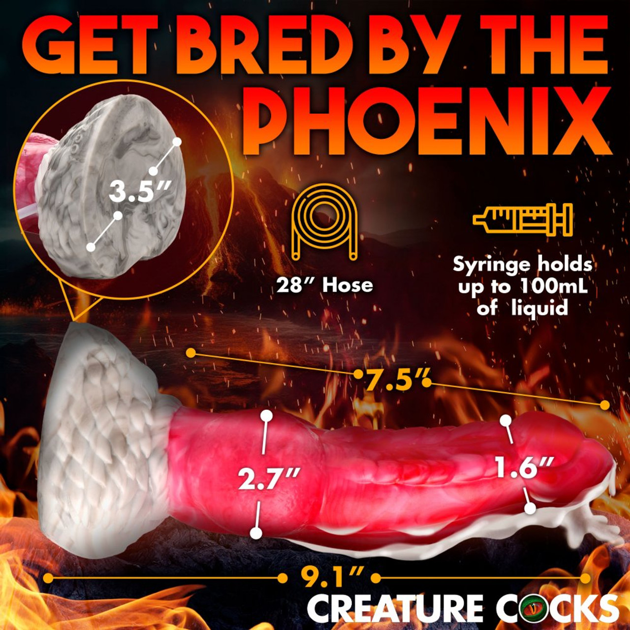 Creature Cocks - Resurrector Phoenix Squirting Silicone Dildo
