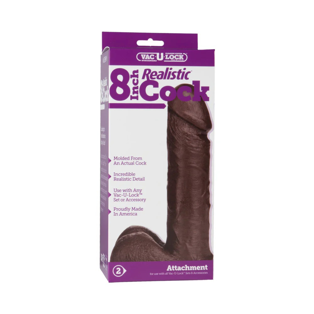 Vac U Lock 8" Realistic Dildo - Brown Vac U Lock 8" Realistic Dildo - Brown