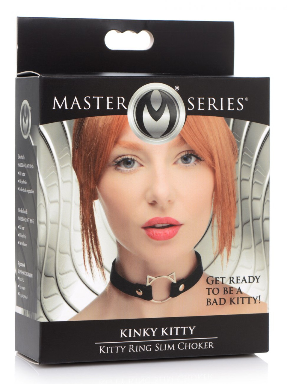 Master Series Kinky Kitty Ring Slim Choker - Black