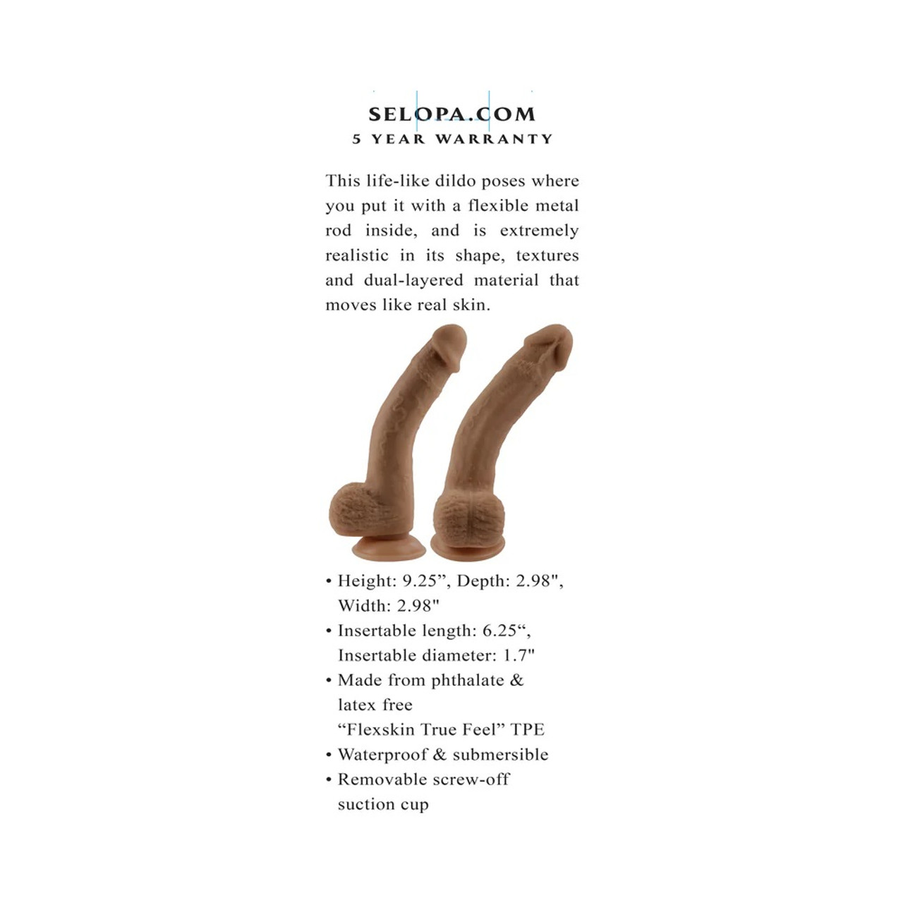 Selopa 7" Natural Feel Flexskin Dildo