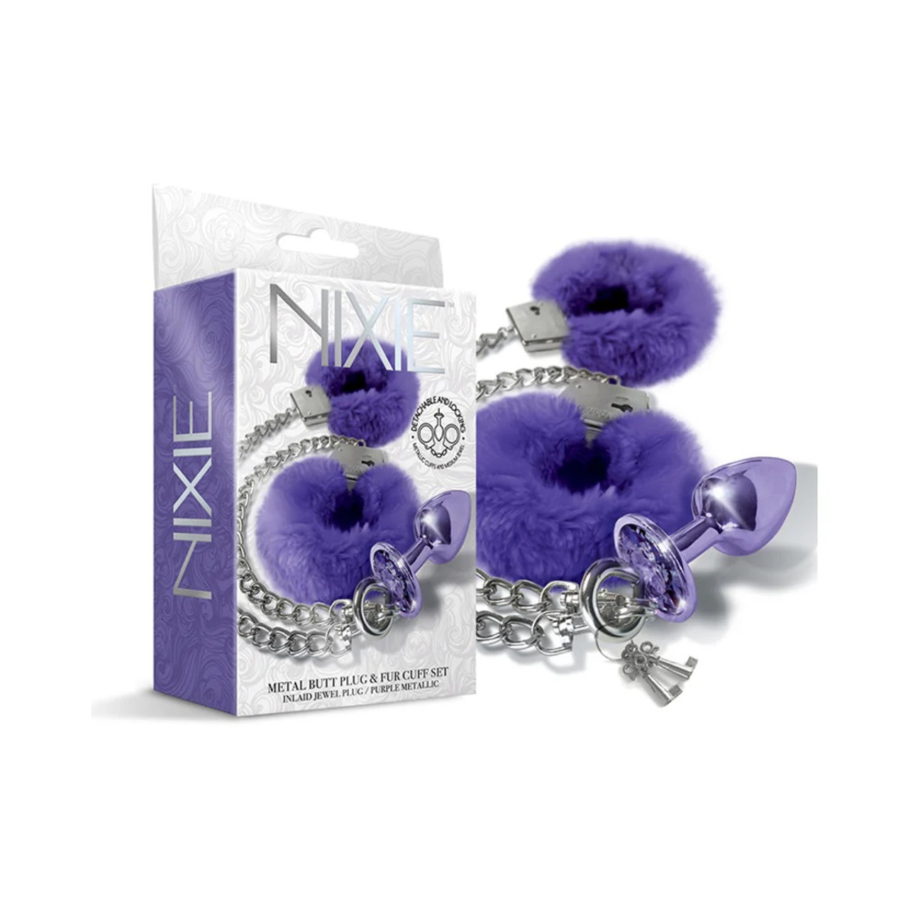 Nixie Metal Butt Plug & Fur Cuff Set