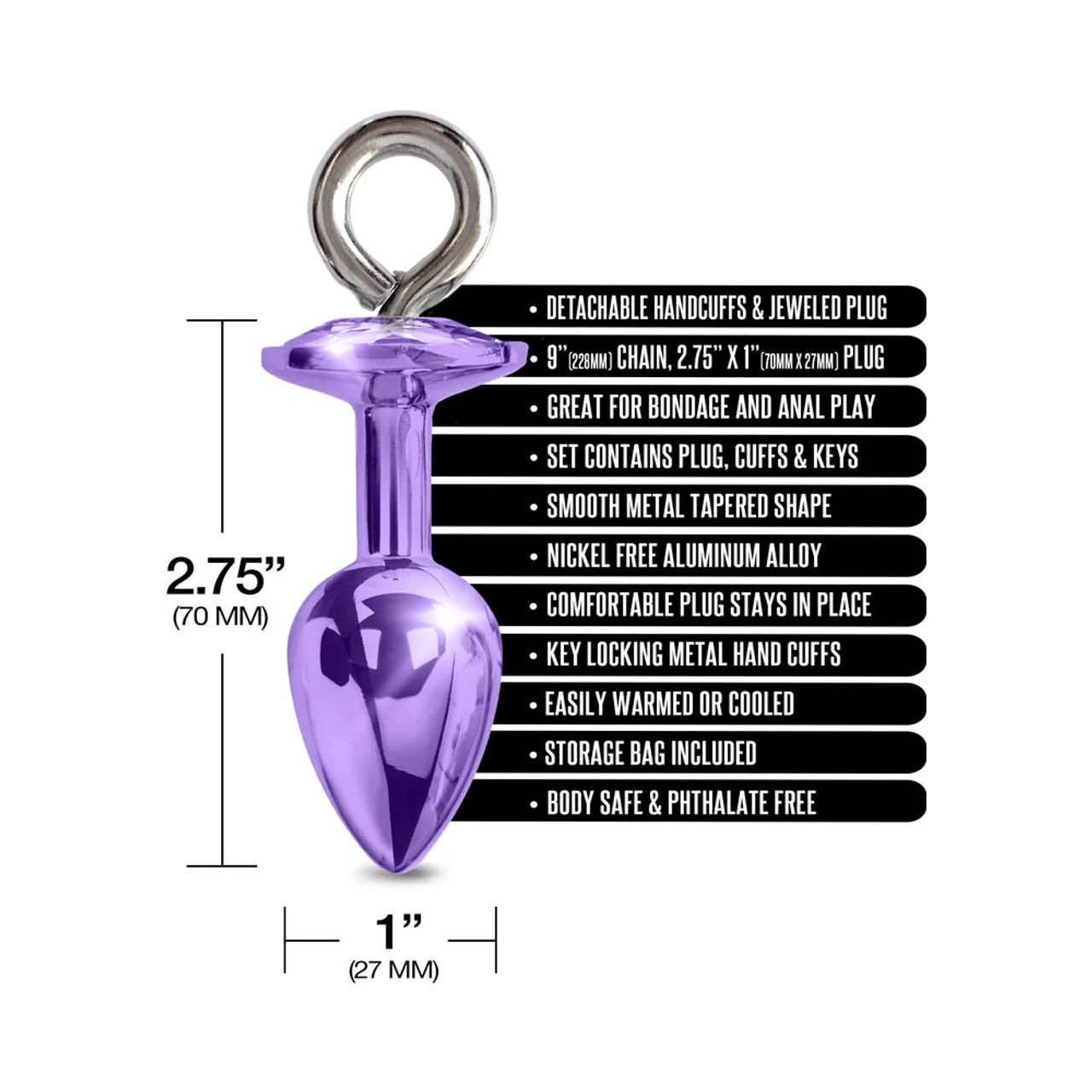 Nixie Metal Butt Plug & Fur Cuff Set