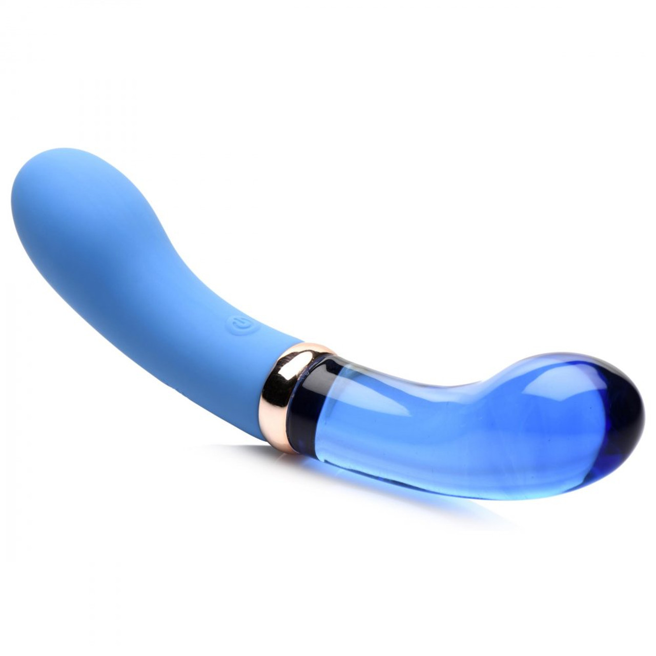 Prisms Vibra-Glass 10X Bleu Dual Ended G-Spot Silicone/Glass Vibrator