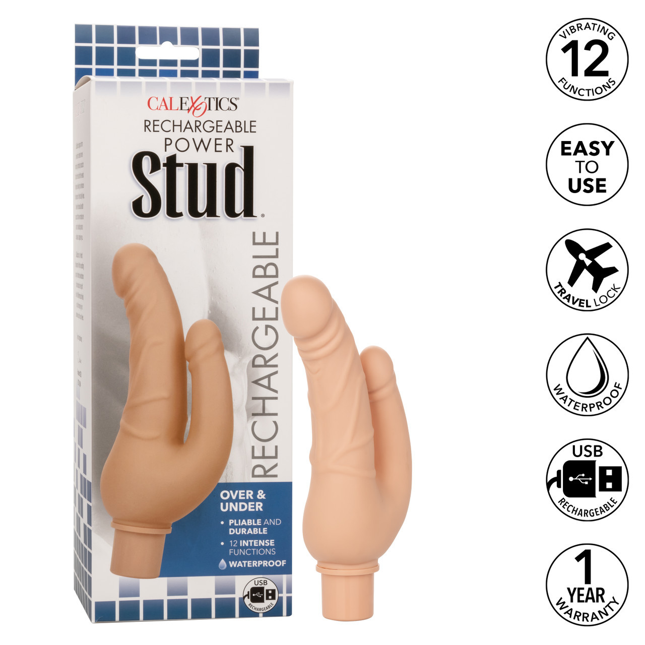 CalExotics Rechargeable Power Stud Over & Under - Beige CalExotics Rechargeable Power Stud Over & Under - Beige