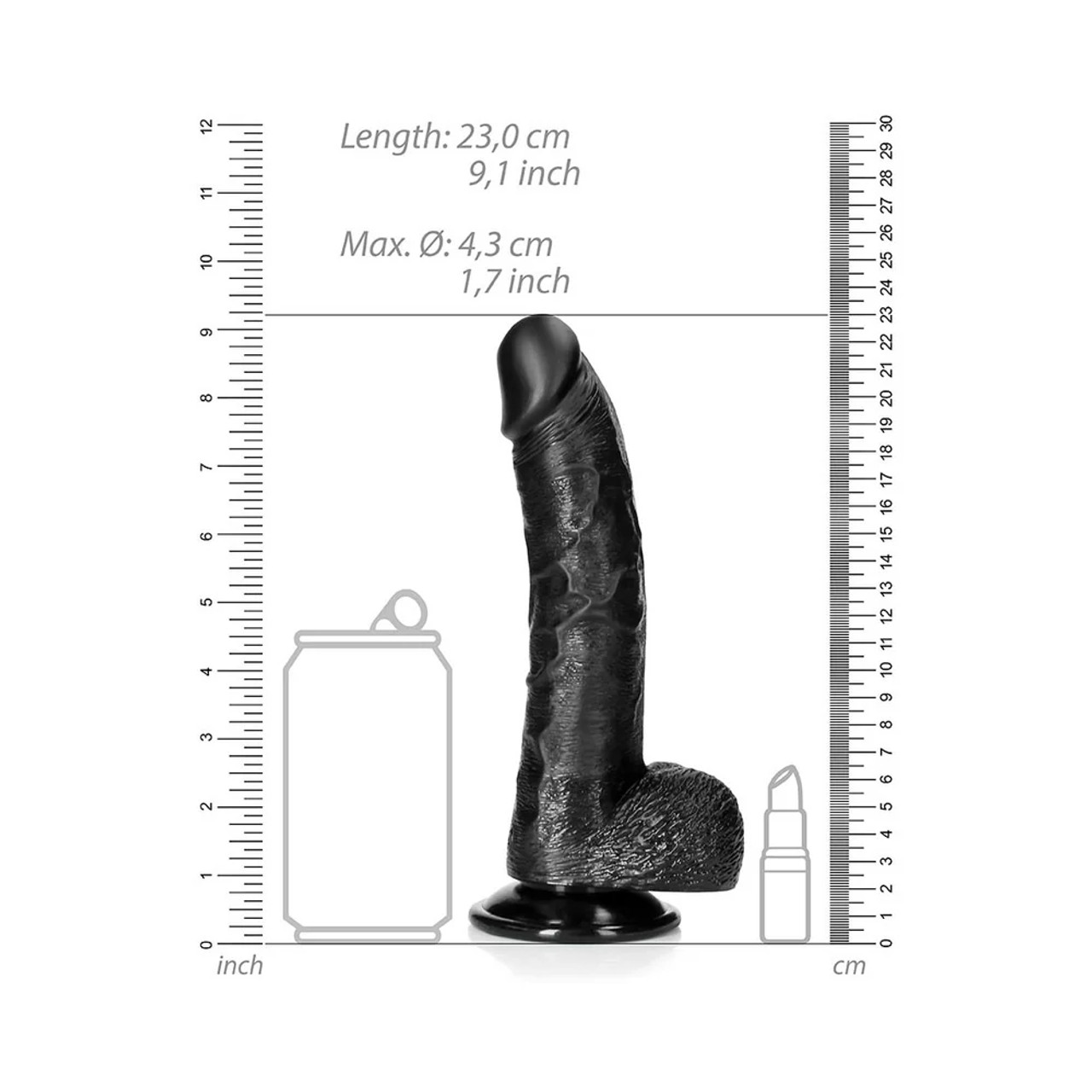 RealRock 8" Curved Realistic Dildo with Balls