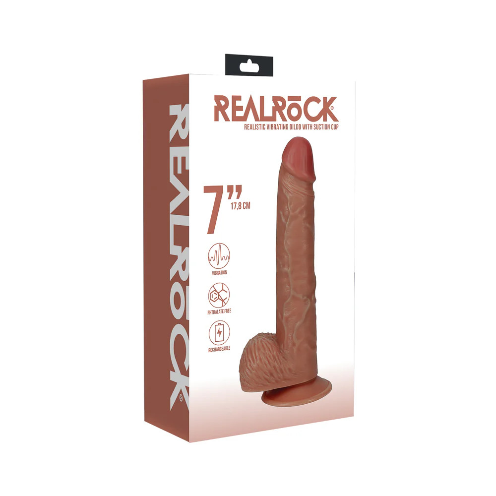 RealRock 7" Realistic Vibrating Dildo with Suction Cup - Tan