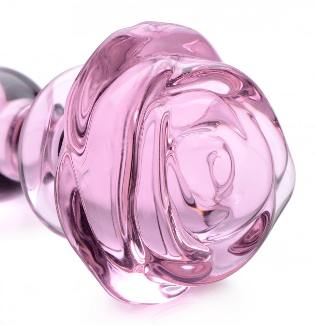 Booty Sparks Pink Rose Glass Anal Plug - Small