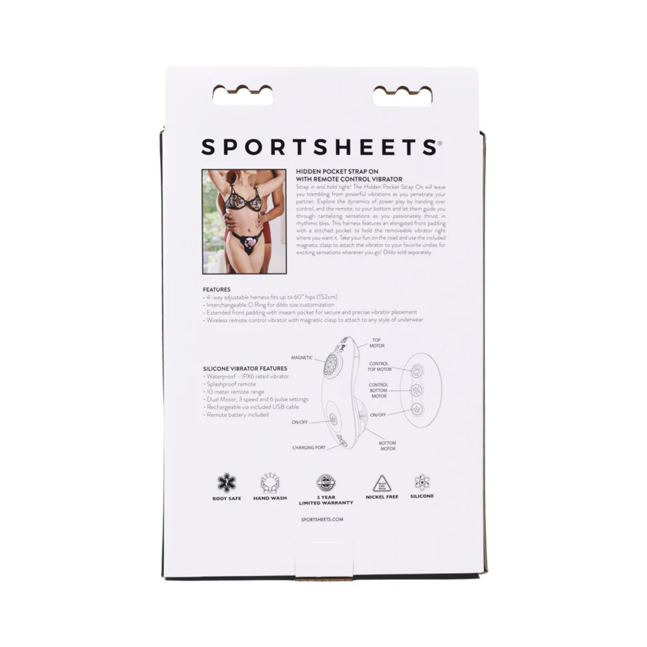 Sportsheets Hidden Pocket Strap On /w Remote Control