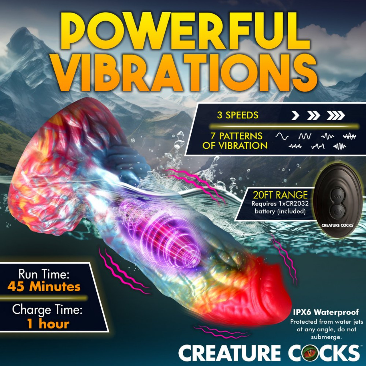 Creature Cocks - Rainbow Phoenix Vibrator