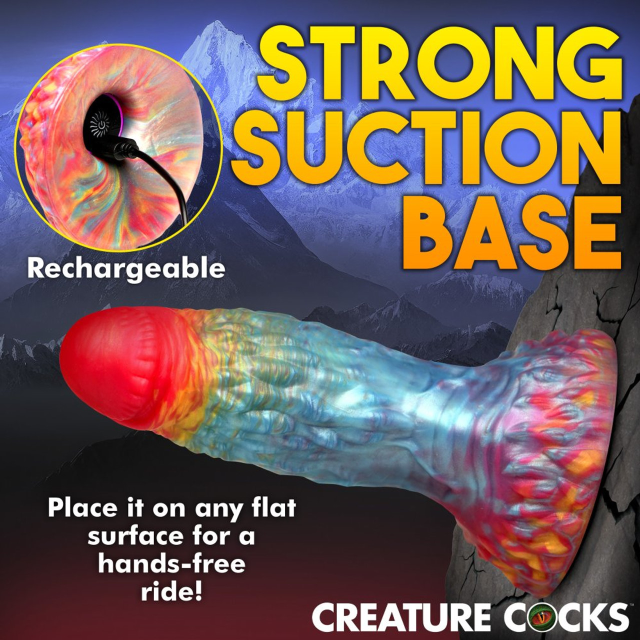 Creature Cocks - Rainbow Phoenix Vibrating Silicone Dildo