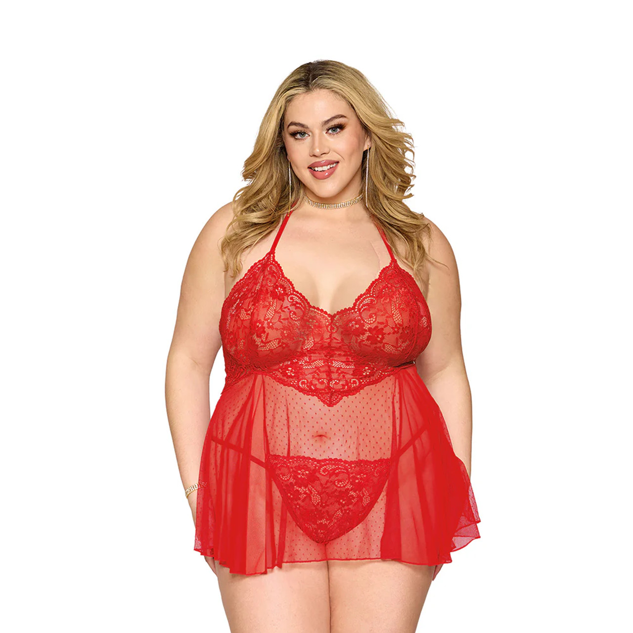 Dreamgirl Lace Babydoll & G-String