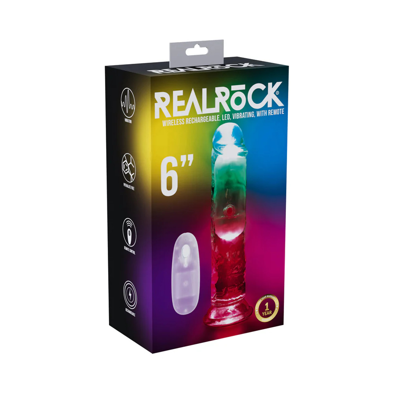 RealRock 6" Wireless Rechargeable Remote Control Vibrating Dildo