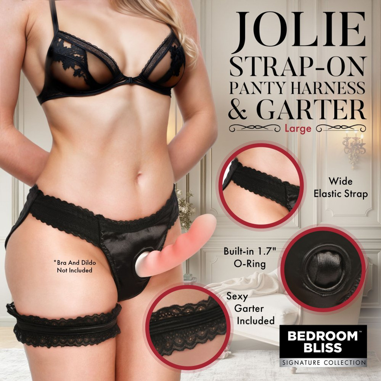 Bedroom Bliss Jolie Strap-On Panty Harness & Garter