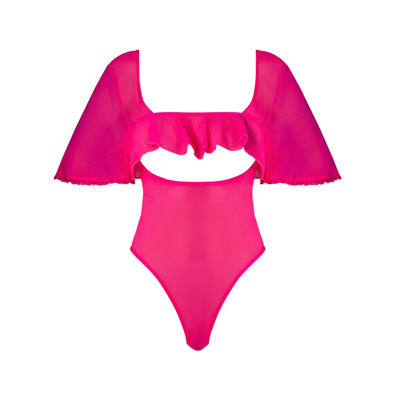 Exposed Pink Kink Flutter Sleeve Teddy