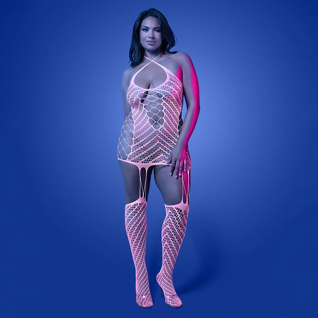 Glow Metamorphic Glow-in-the-Dark Bodystocking Dress - Queen Size