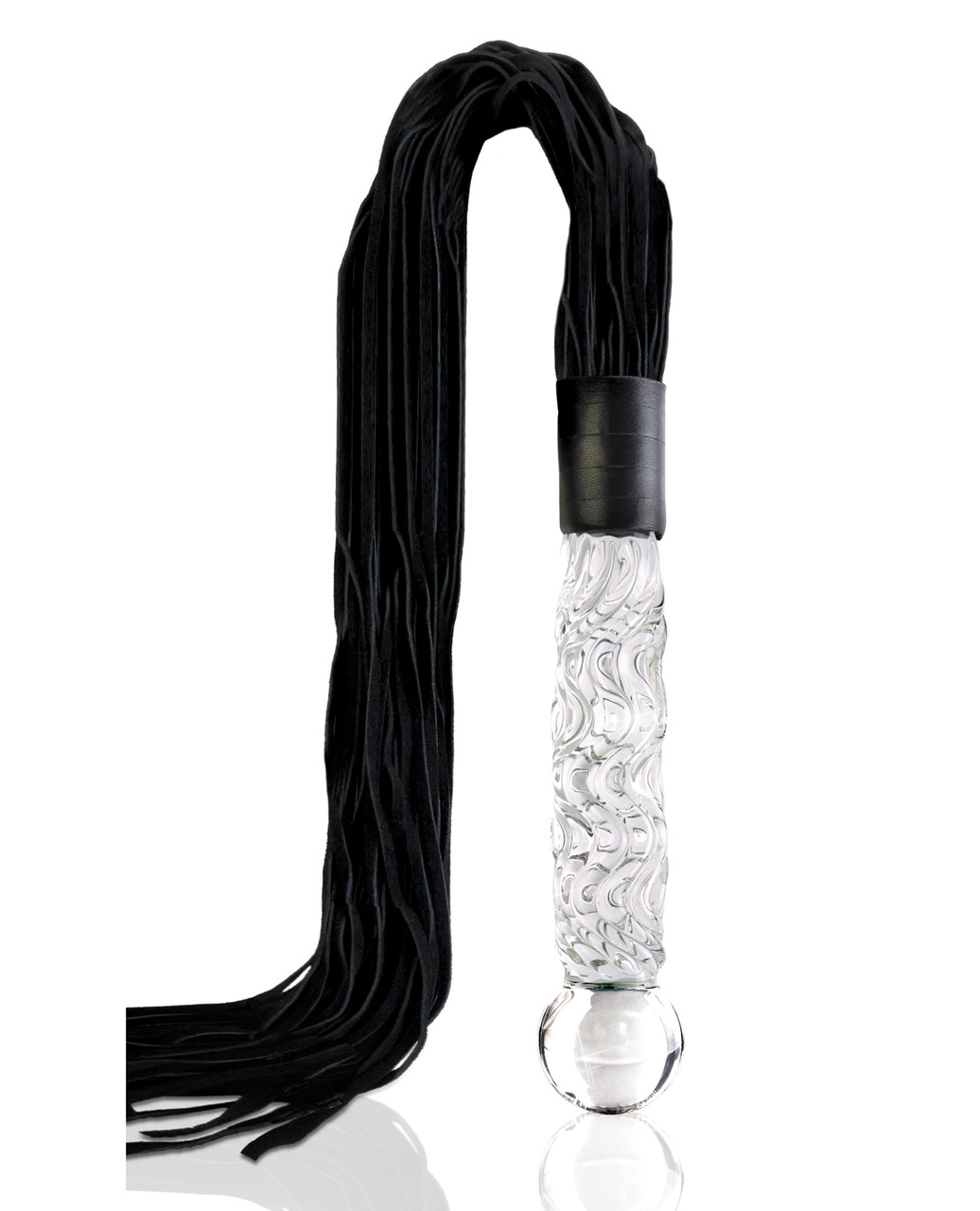 Icicles No. 38 Textured Glass Dildo with Flogger Icicles No. 38 Textured Glass Dildo with Flogger