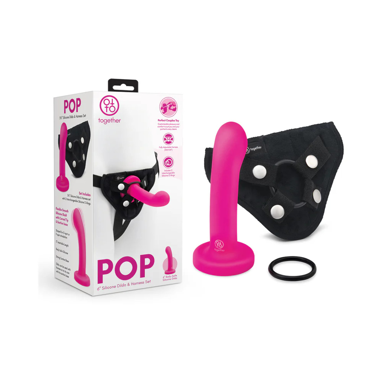 Together POP 5.5" Silicone Dildo & Harness Set Together POP 5.5" Silicone Dildo & Harness Set