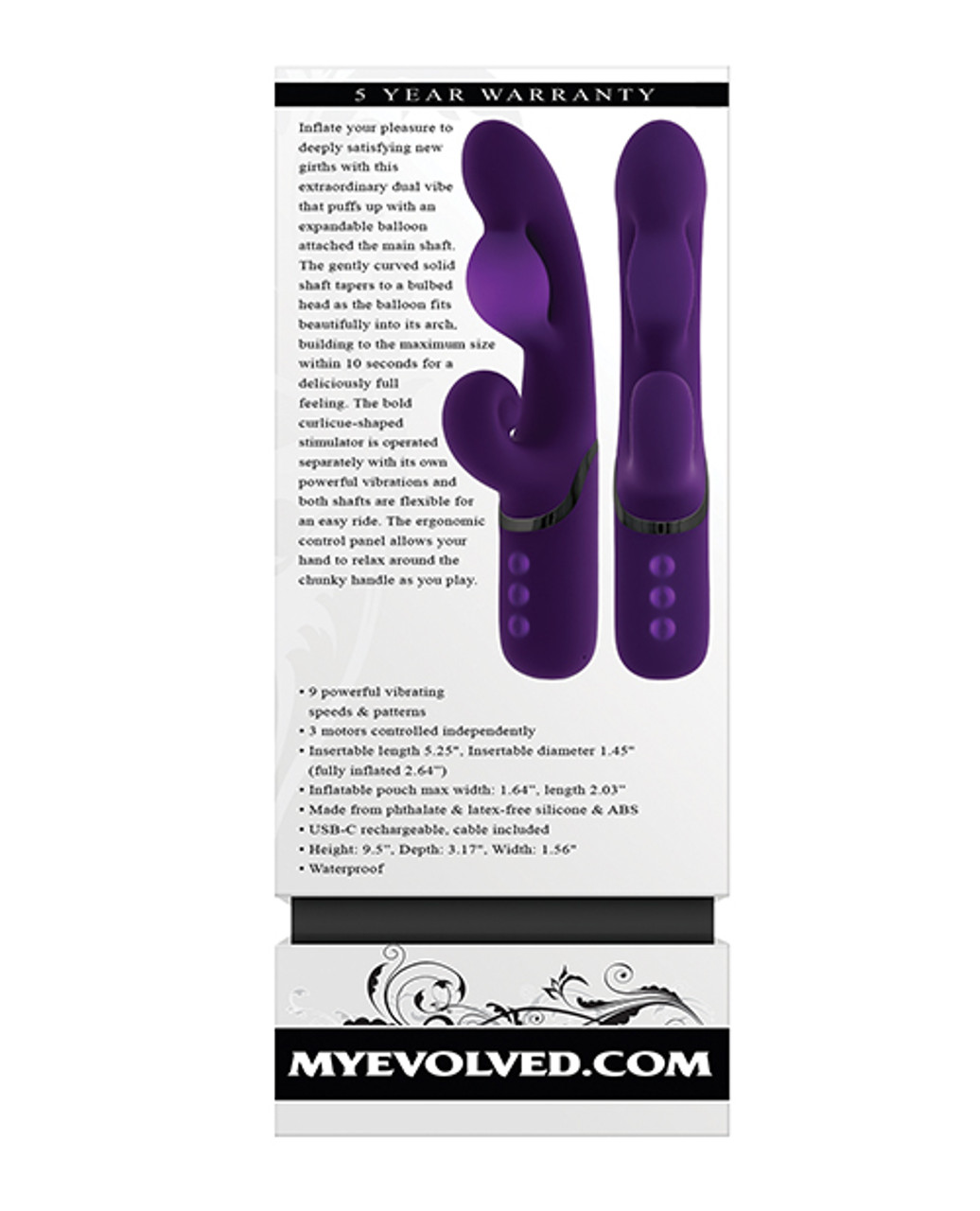 Evolved Pleasure Puff Rechargeable Inflatable Rabbit Vibrator Evolved Pleasure Puff Rechargeable Inflatable Rabbit Vibrator