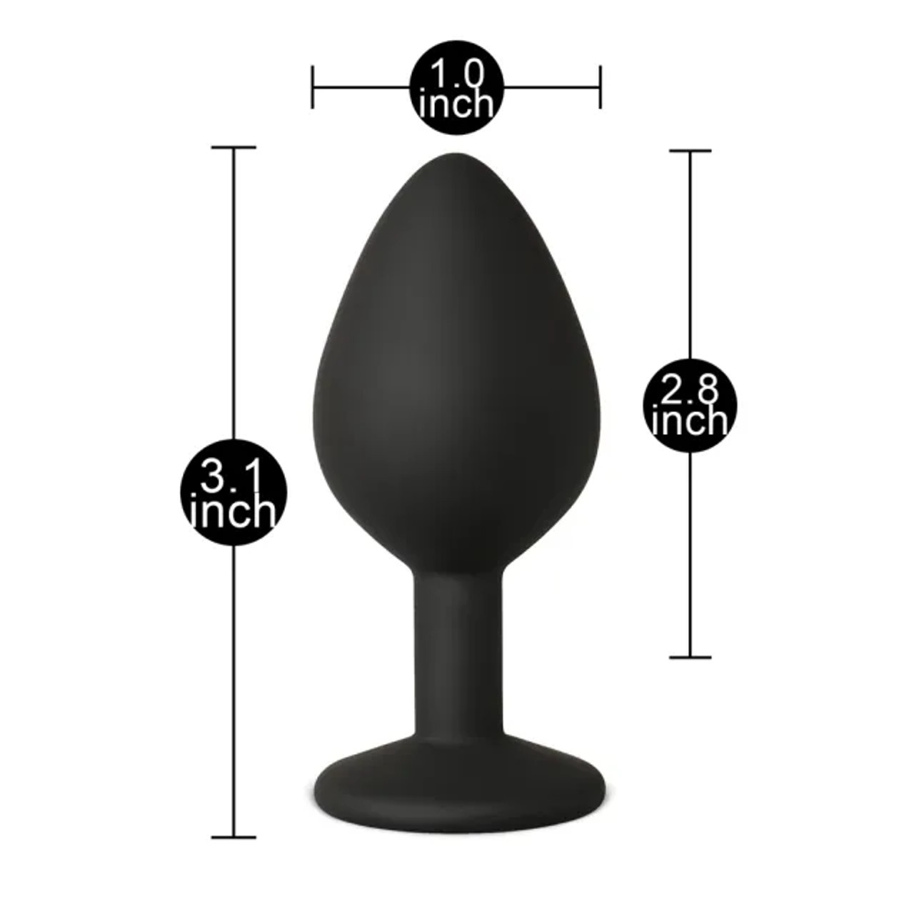Black Silicone Anal Plug with Purple Gem - Medium Black Silicone Anal Plug with Purple Gem - Medium
