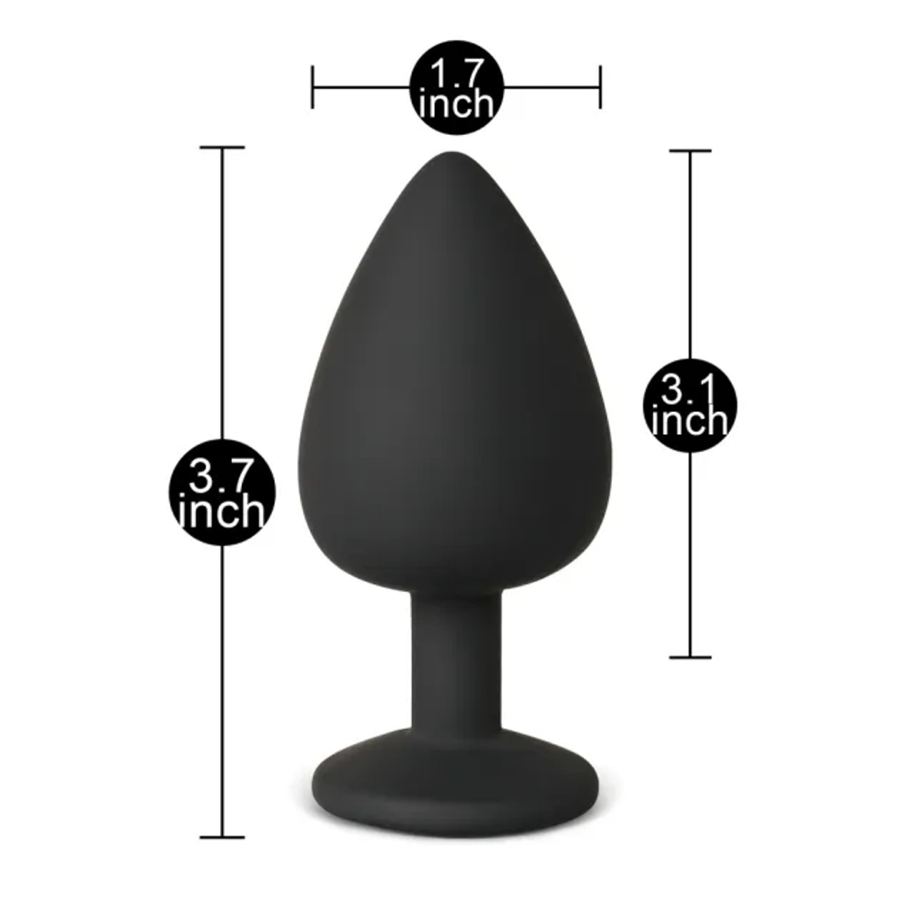 Black Silicone Anal Plug with Purple Gem - Large Black Silicone Anal Plug with Purple Gem - Large