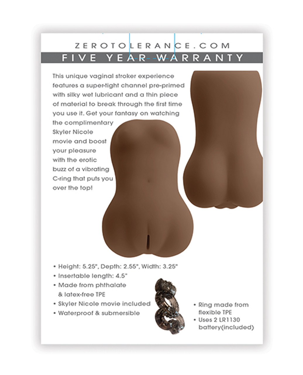 Zero Tolerance Skyler Nicole Realistic Wet N' Ready Pussy Stroker & Movie