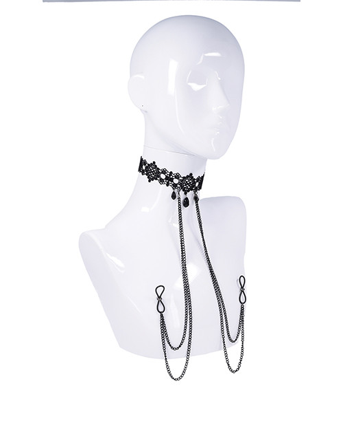 Sex & Mischief Lace Collar with Nipple Ties
