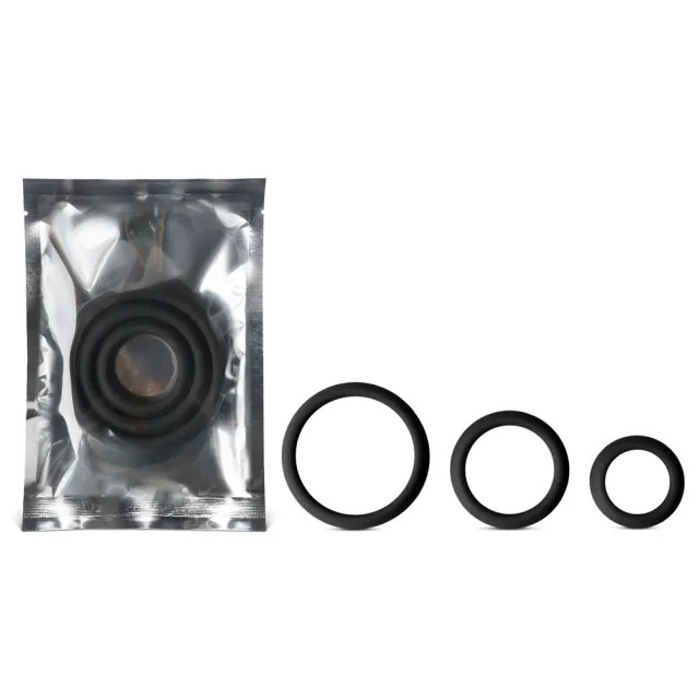 Silicone Enhanced Triple Cockring Set - Black
