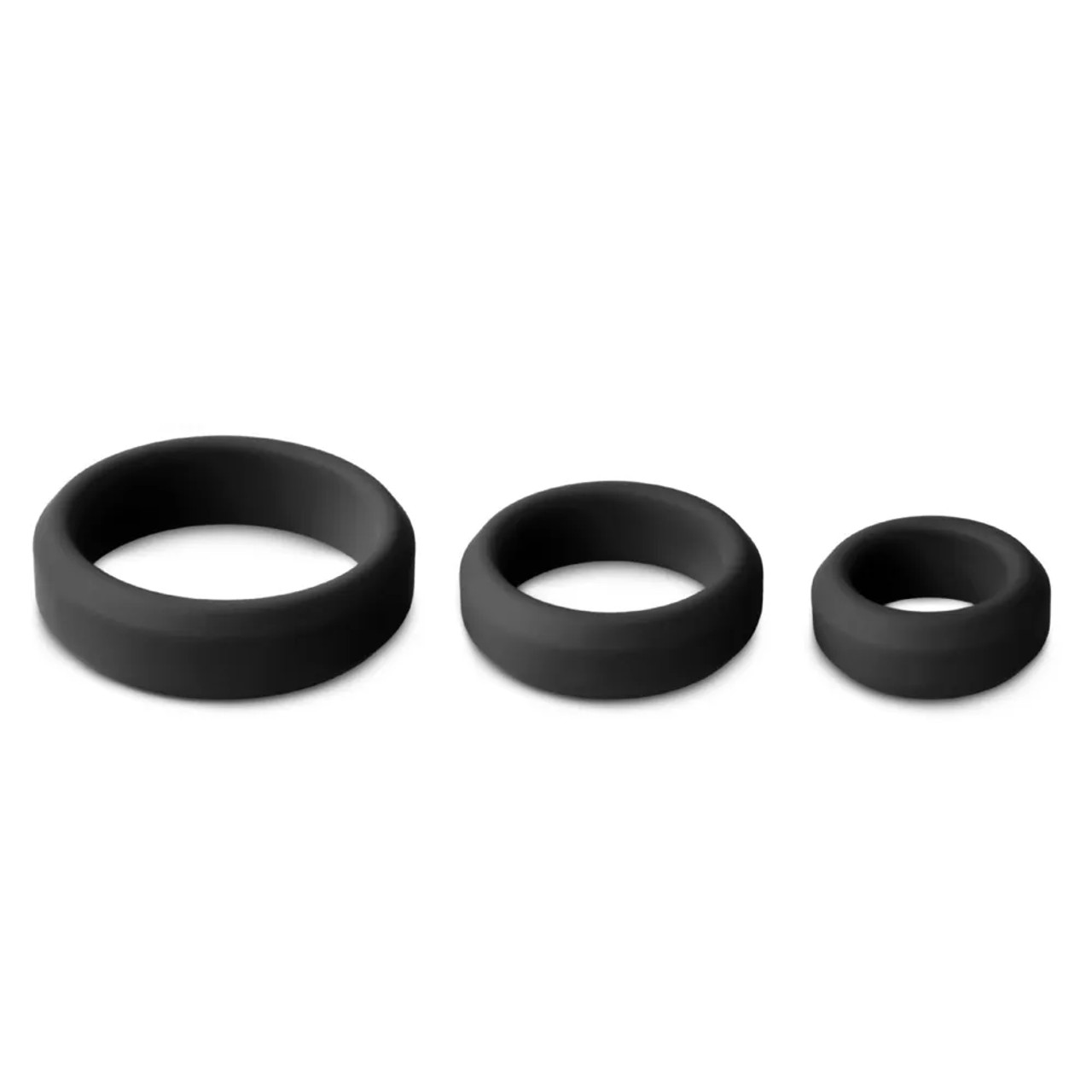 Silicone Enhanced Triple Cockring Set - Black
