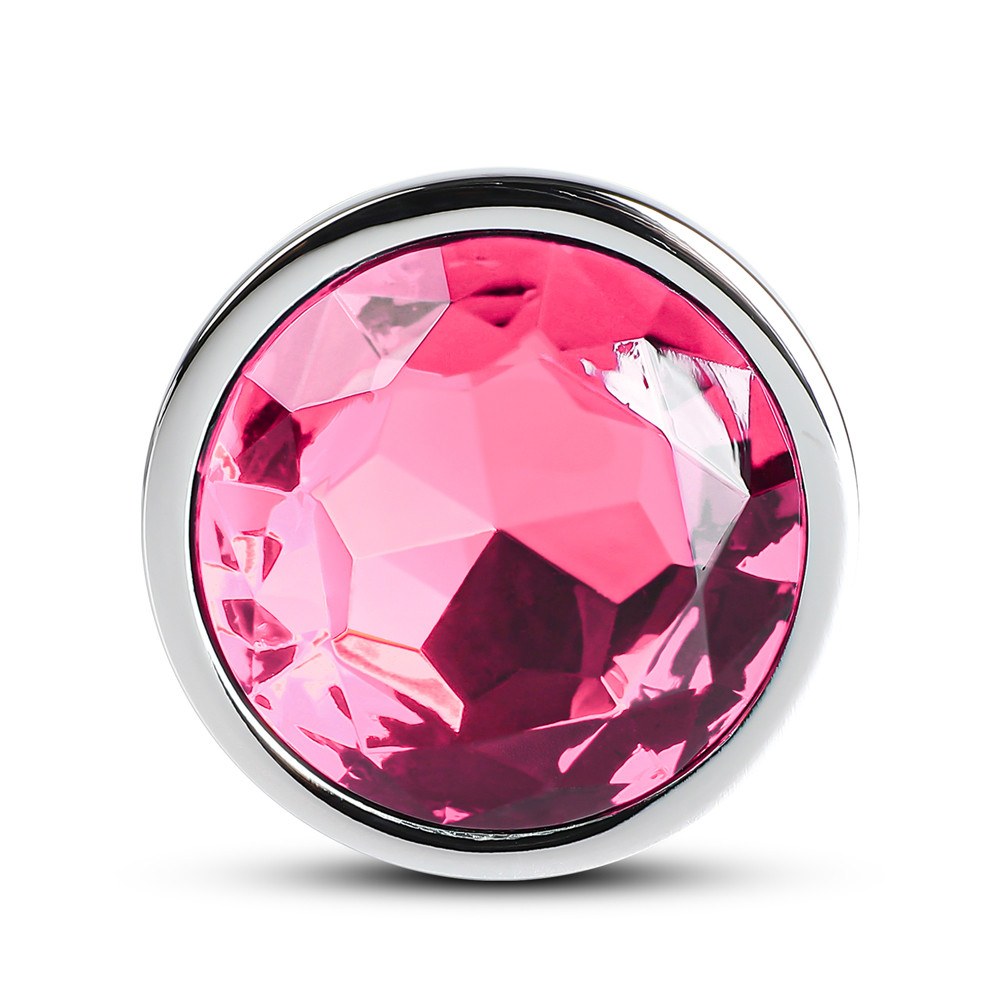 Metallic Metal Anal Plug with Jewel - Pink
