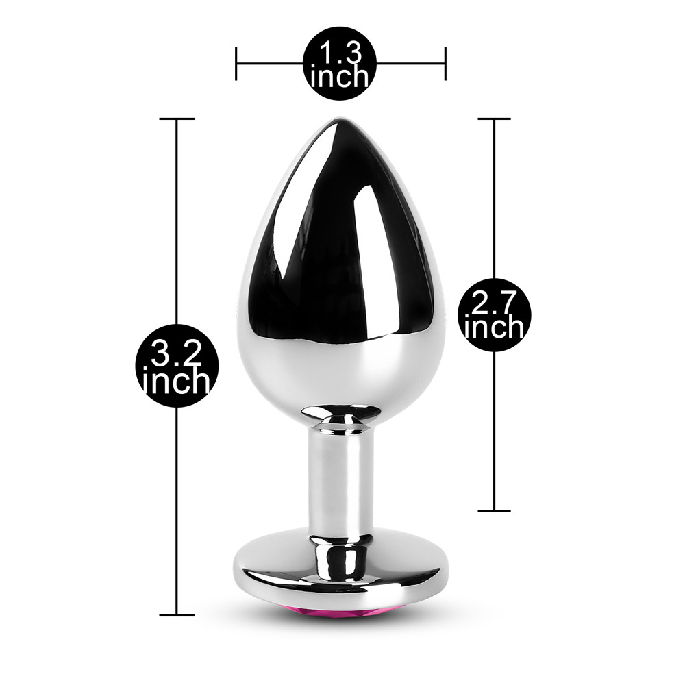 Metallic Metal Anal Plug with Jewel - Medium