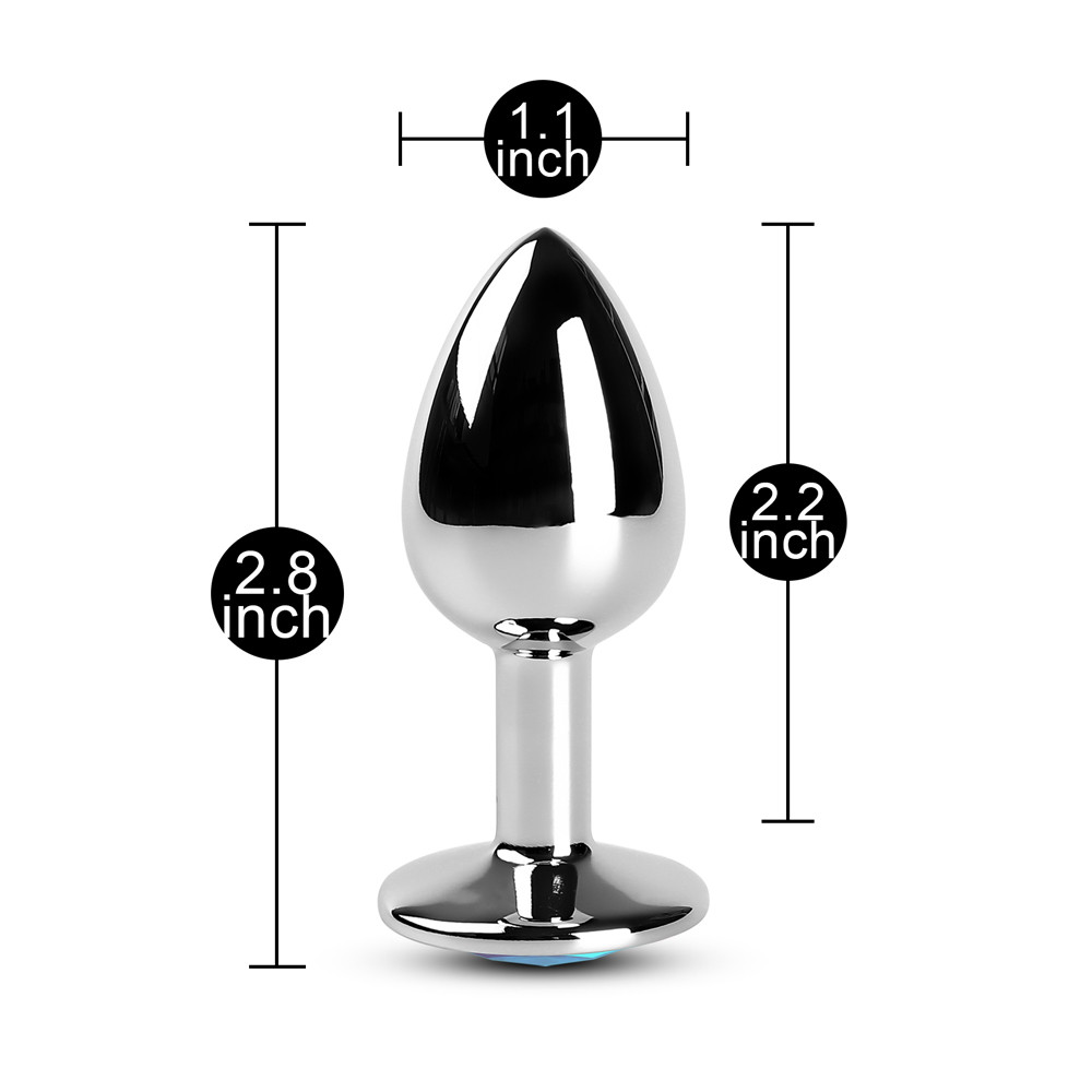 Metallic Metal Anal Plug with Gemstone - Small