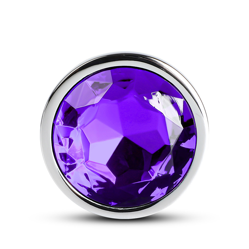 Metallic Metal Anal Plug with Gemstone - Purple