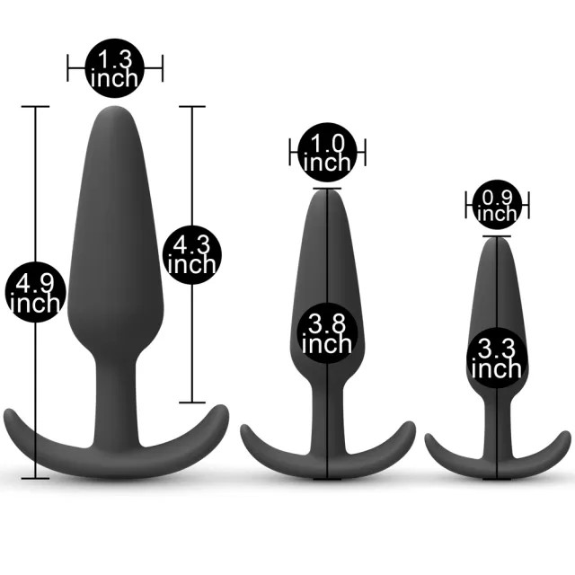 3pc Silicone Anal Plug Set - Black